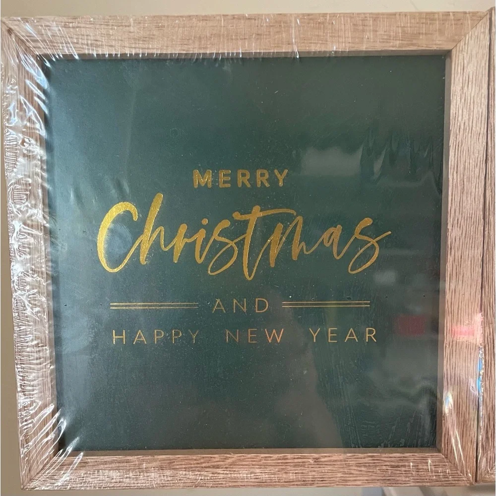 3 Square Wood Christmas Holiday Signs (Target Brand)